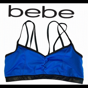 BEBE sport blue black trim sports bra Sz M